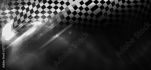 Interesting geometric background with elements of checkered flag. shiny rally texture 