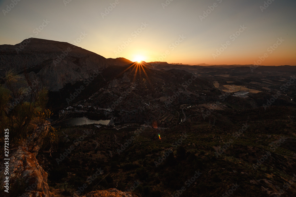 Andalusian Landscape with mountains on sunrise