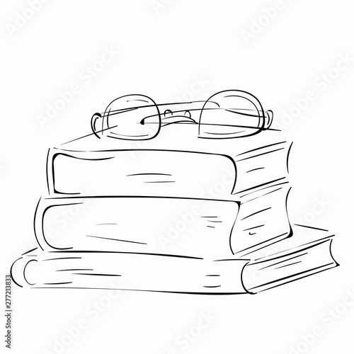 Points on the books in one line. Comfort in the style of Hugge from simple lines.