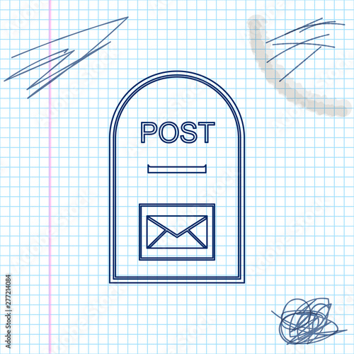Mail box icon. Post box line sketch icon isolated on white background. Vector Illustration