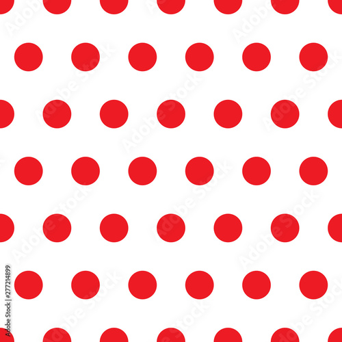 Seamless minimal red round shape dot on white background pattern. Vector illustration