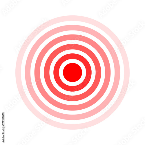 Pain circle. Red rings. Symbol throbbing pain. Medical design icon. Vector illustration