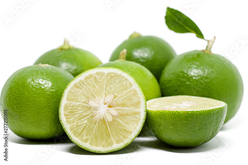 Green lime on white backgro...