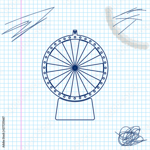 Lucky wheel line sketch icon isolated on white background. Vector Illustration