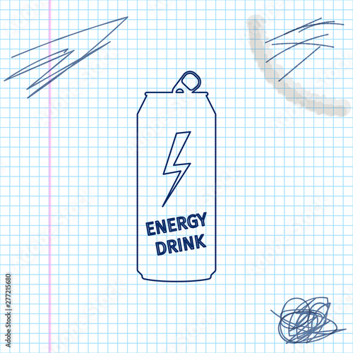 Energy drink line sketch icon isolated on white background. Vector Illustration