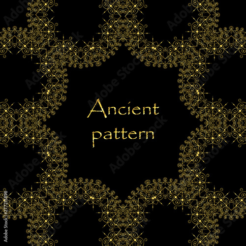 Geometrical abstract vector art deco pattern from gold hand drawn elements. Textile fantasy print. Wrapping paper. photo