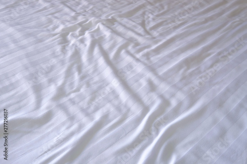 Wallpaper Mural Perspective view white stripe pattern clean and unmade bedsheet  Torontodigital.ca