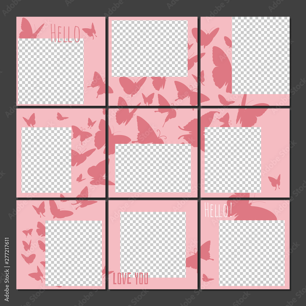 Social media posts puzzle template vector - inspired by instagram design. Illustration of social story instagram, place for photography