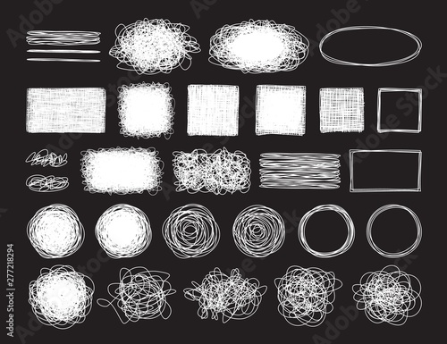 Set of tangled grungy scribbles