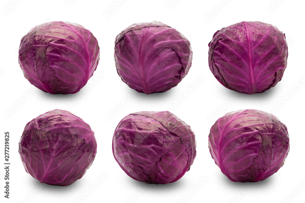 Set of whole red cabbage isolated on white background with clipping path. Set of whole red cabbage isolated on white background with clipping path.