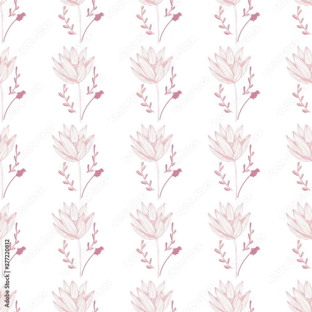 Japanese template with japanese flowers lotus for decorative design. Fabric pattern. Beautiful vector background.