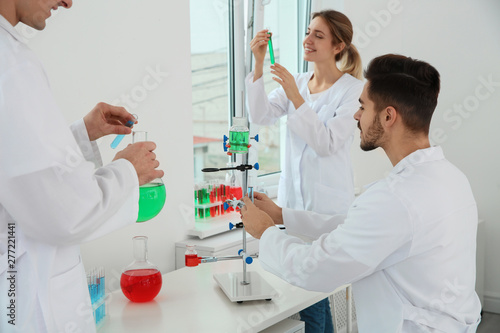 Medical students working in modern scientific laboratory