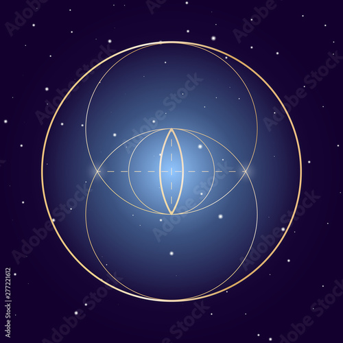Vesica Piscis symbol of sacred geometry, vector element for design