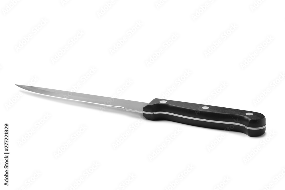 Sharp fillet knife with black handle isolated on white Sharp fillet knife with black handle isolated on white