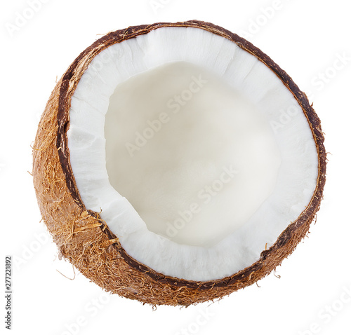 Fényképezés half coconut isolated on white background clipping path