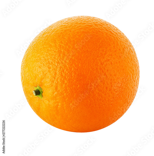 one fresh orange isolated on white background