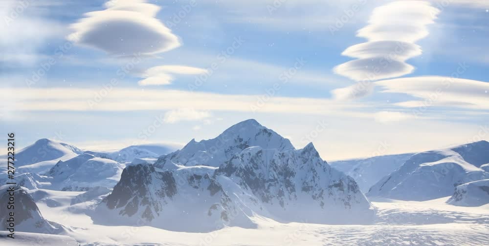 Epic Aerial View Mountain Peak in Snow. Cloudy Blue Sky. Inspirational Motivational Nature Background. Travel to South Pole, Antarctica. UHD 4K Epic Aerial View Mountain Peak in Snow. Cloudy Blue Sky. Inspirational Motivational Nature Background. Travel to South Pole, Antarctica. UHD 4K