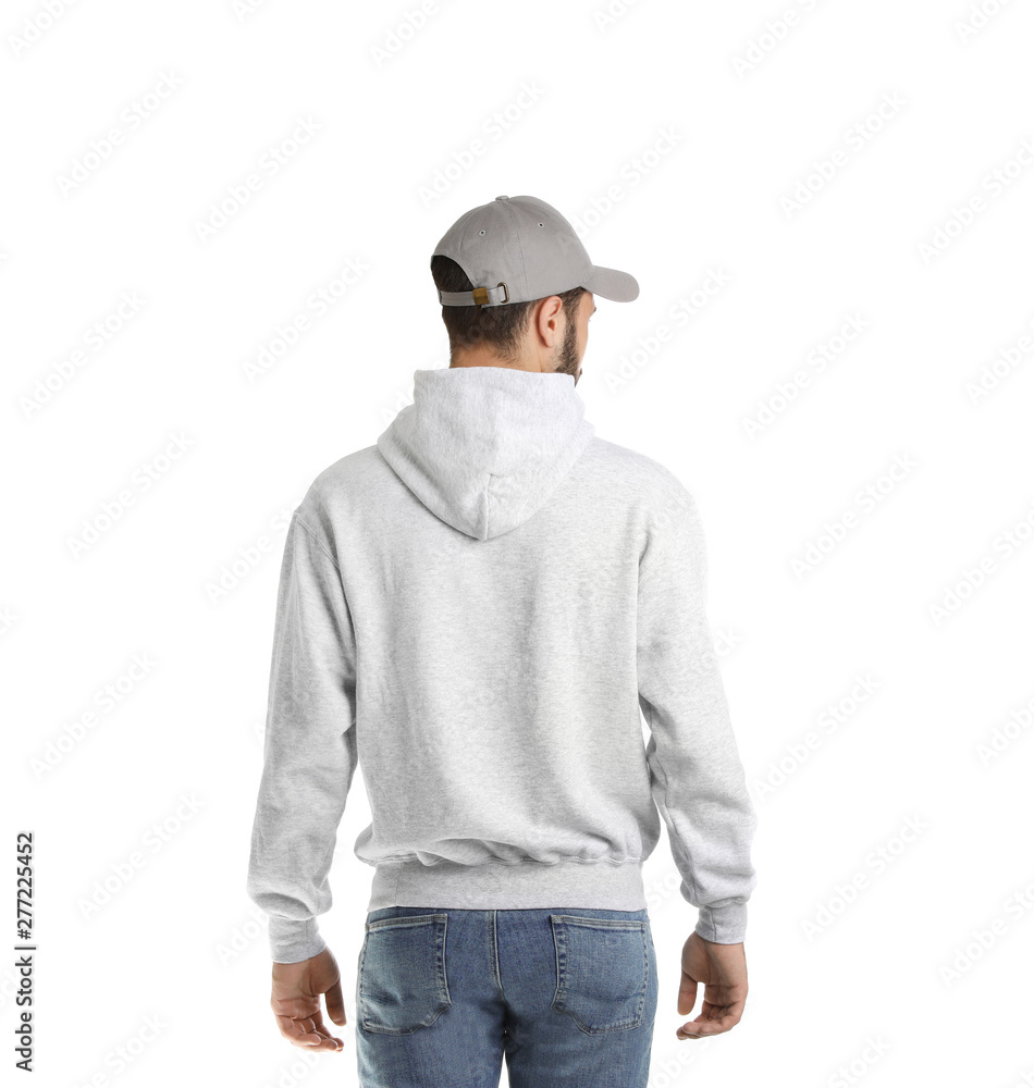 Young man in sweater isolated on white. Mock up for design Young man in sweater isolated on white. Mock up for design
