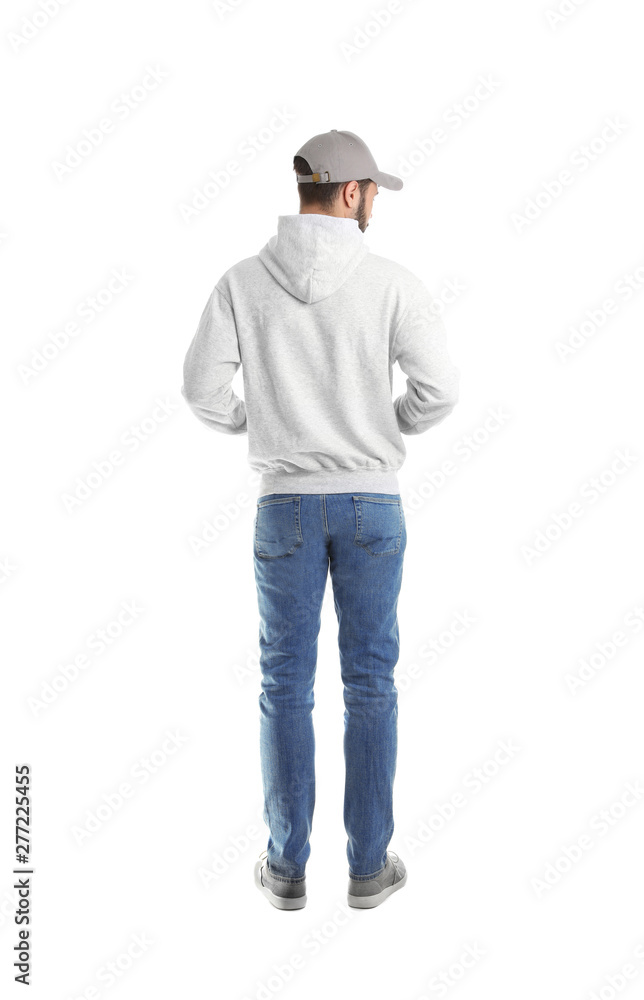 Young man in sweater isolated on white. Mock up for design Young man in sweater isolated on white. Mock up for design