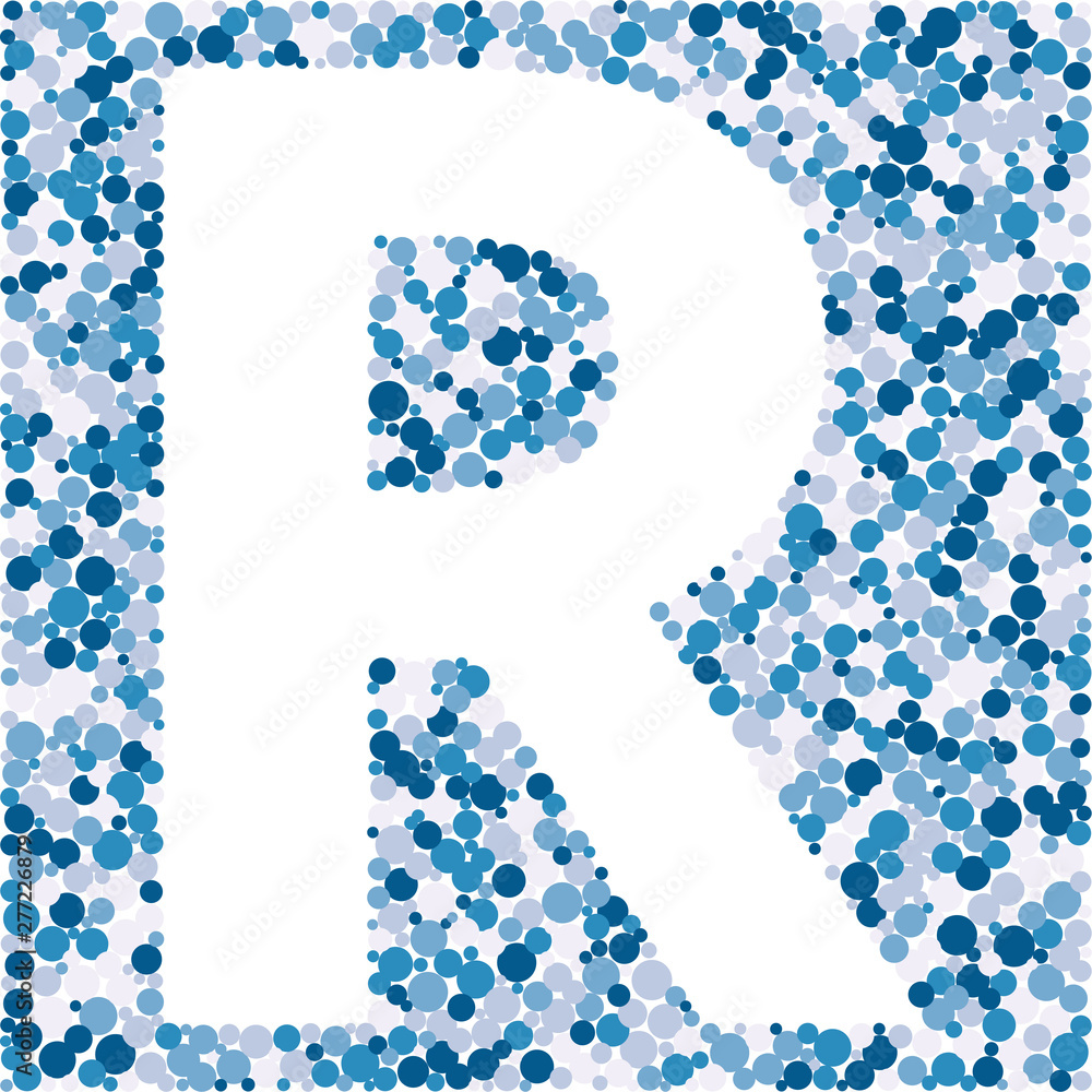 R letter color distributed circles dots illustration R letter color distributed circles dots illustration