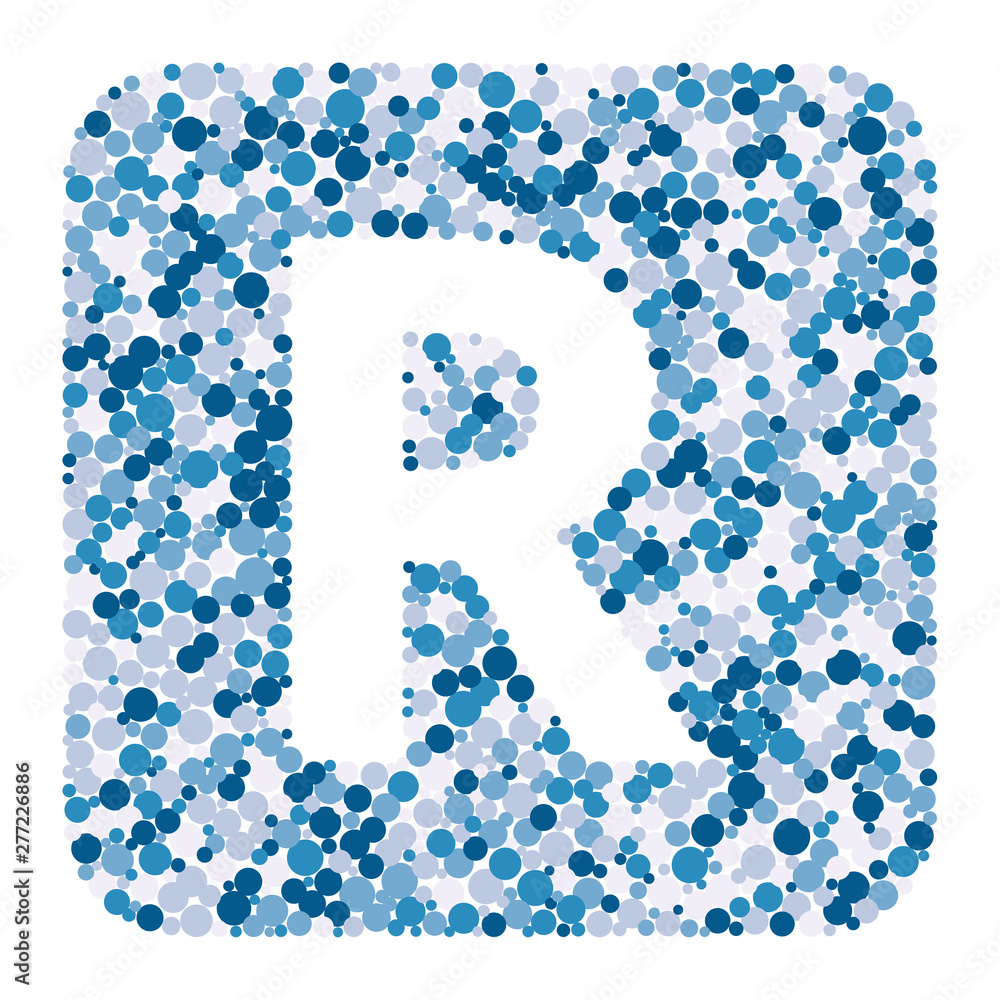 R letter color distributed circles dots illustration R letter color distributed circles dots illustration