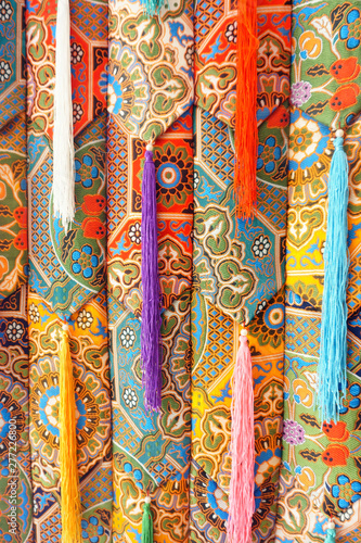 Oriental pattern decoration on the fabric, colorful © anji77702