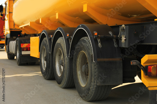 Modern truck parked on road, closeup view © New Africa