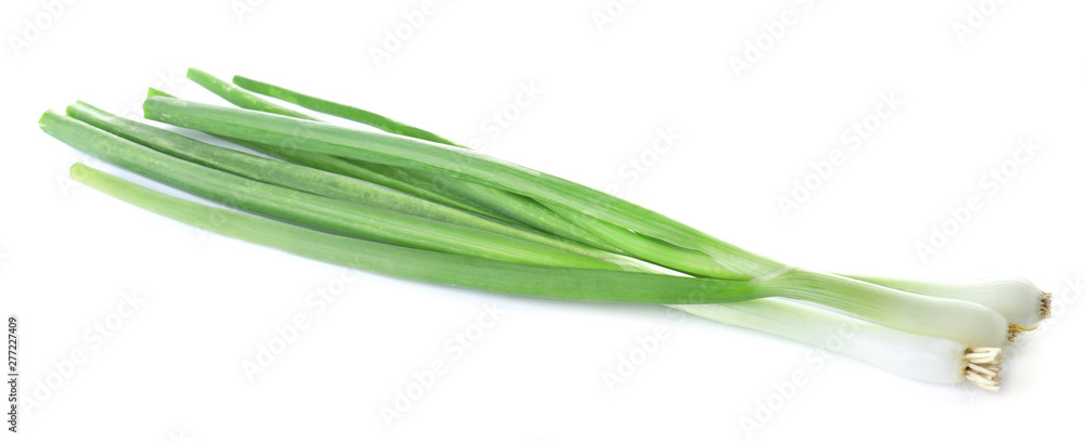 Fresh ripe green onions on white background Fresh ripe green onions on white background