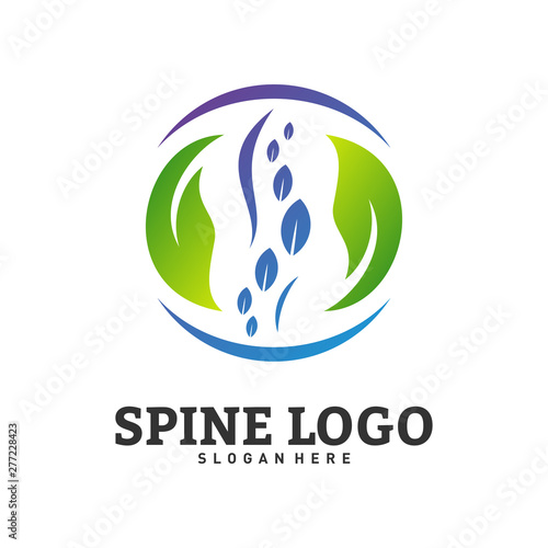 Nature Spine logo design concept vector. Chiropractic logo template. Medical Spine Leaf Logo vector