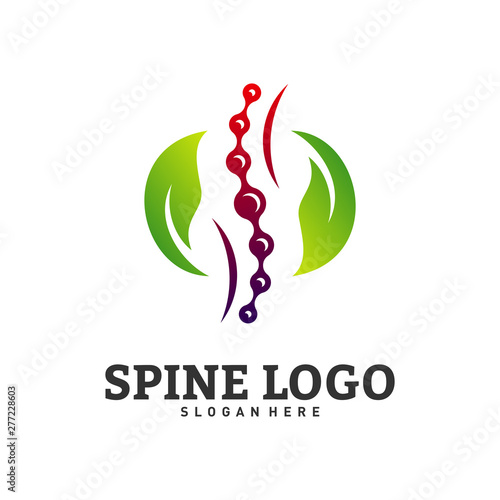 Nature Spine logo design concept vector. Chiropractic logo template. Medical Spine Leaf Logo vector