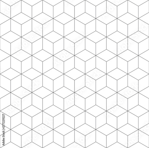 3D Fototapete Schwarz-Weiß - Fototapete Seamless geometric pattern. Cubic hexagon texture. Rhomb mesh background.