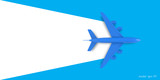 Airplane on a blue background, top view .Banner for travel and summer holidays .Model plane Vector.