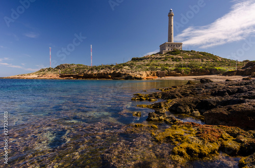 Faro de Cabo de Palos, located on a small peninsula in Cartagena (Murcia) Spain