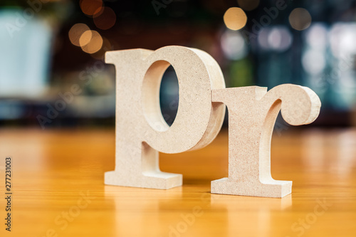 PR Alphabet on Blur Background (Public Relations) photo