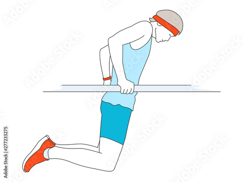 Concept of an active lifestyle, sports exercises, muscle training, fitness, workout. Line Vector Illustration