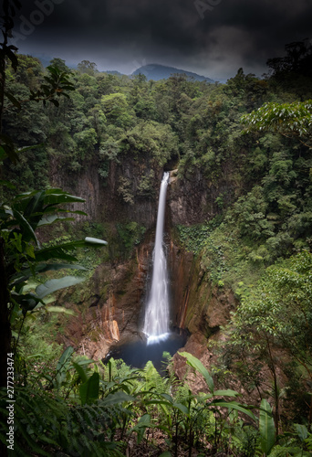Catarata del Toro  waterfall in Costa Rica in the province of Alajuela  close to San Jose. Smooth waterfall image with ND filter and slow shutter speed. 