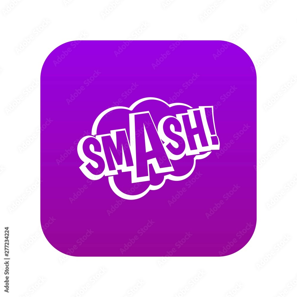 SMASH, comic book bubble text icon digital purple for any design isolated on white vector illustration SMASH, comic book bubble text icon digital purple for any design isolated on white vector illustration