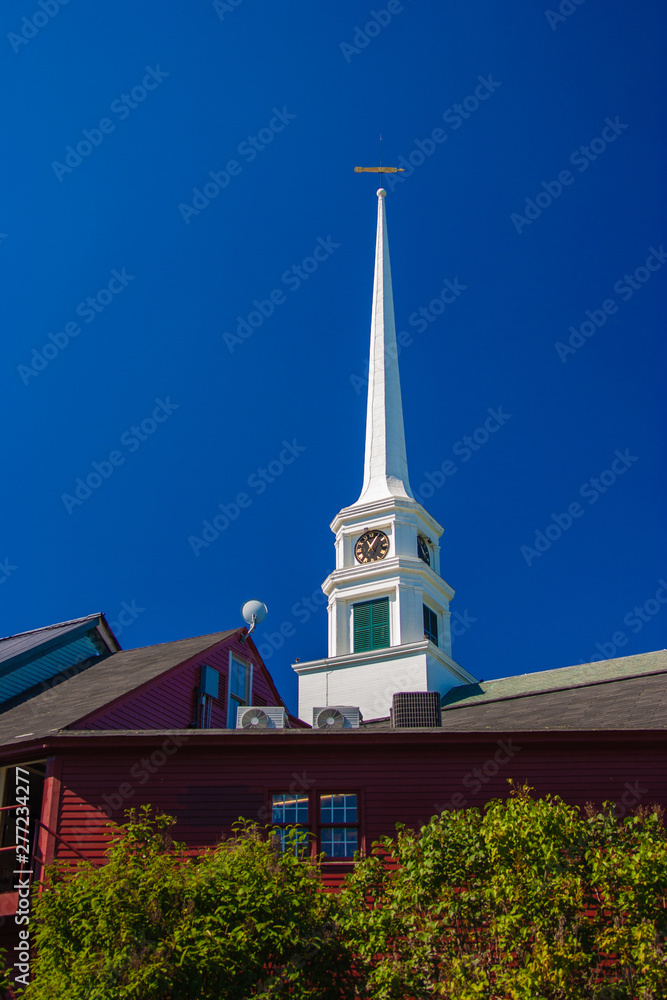 Fototapeta premium Stowe Community Church Steeple, Stowe, Vermont, USA