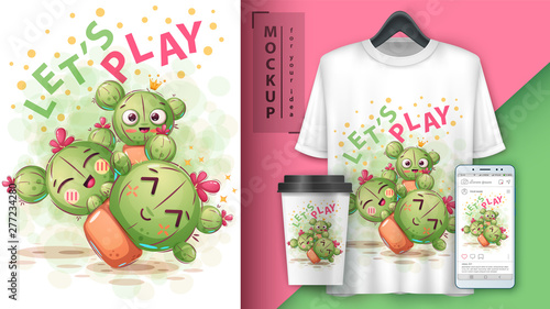 Cute cactus - Mockup for your idea.