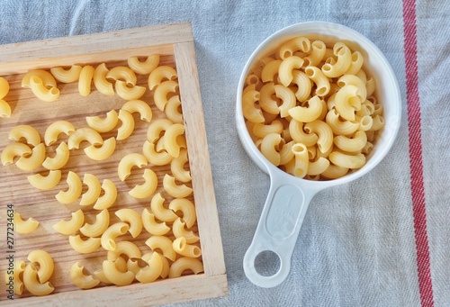 Dried Elbow Macaroni in A Measuring Cup photo