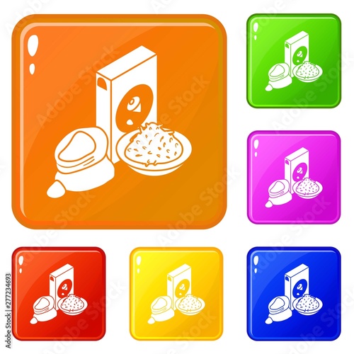 Corn flour icons set collection vector 6 color isolated on white background