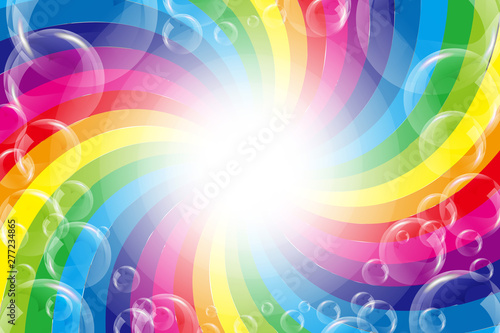 #Background #wallpaper #Vector #Illustration #design #free #free_size #charge_free #colorful #color rainbow,show business,entertainment,party,image 背景素材壁紙,イラスト,楽しいパーティー,虹色,渦巻き,シャボン玉,放射光,輝き,無料,フリーサイズ