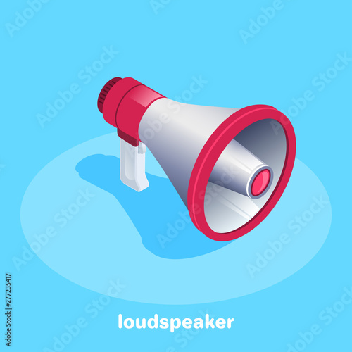 isometric vector image on a blue background, business loudspeaker icon, web and seo attraction
