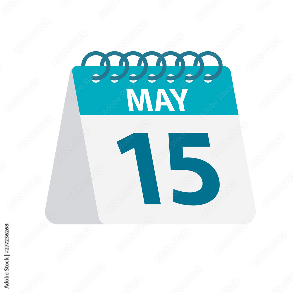 May 15 - Calendar Icon. Vector illustration of one day of month. Desktop Calendar Template May 15 - Calendar Icon. Vector illustration of one day of month. Desktop Calendar Template