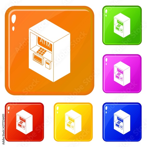Atm icons set collection vector 6 color isolated on white background