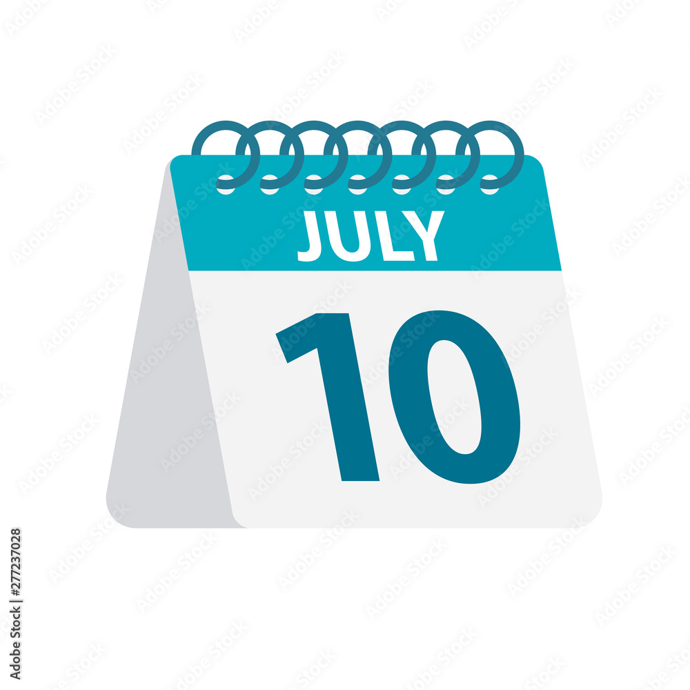 July 10 - Calendar Icon. Vector illustration of one day of month. Desktop Calendar Template July 10 - Calendar Icon. Vector illustration of one day of month. Desktop Calendar Template