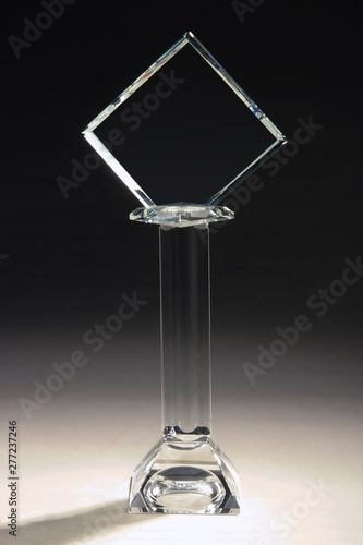 Acrylic, crystal or glass transparent blank glass trophy award.