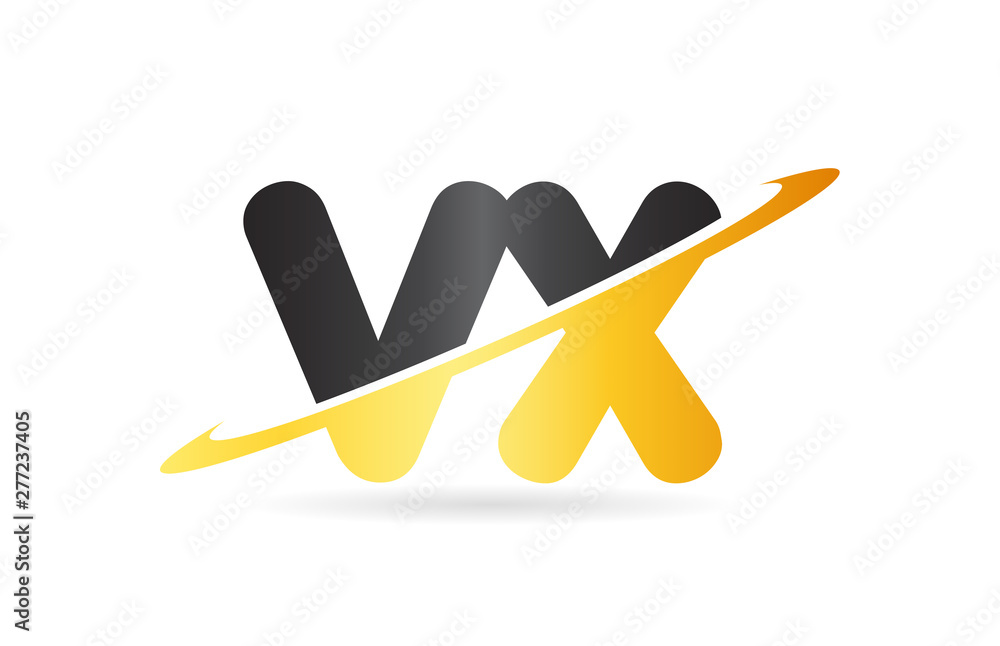Swoosh Vx V X Yellow Black Alphabet Letter Combination Logo Icon Design Stock Vector Adobe Stock