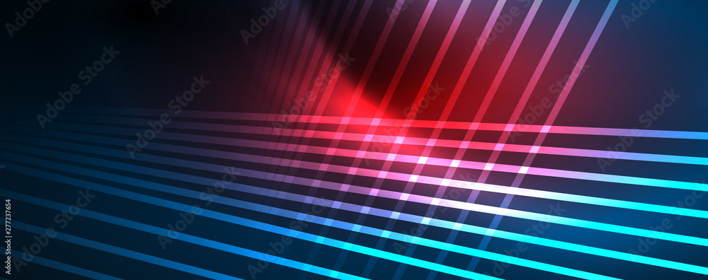 Neon blue glowing lines, magic energy space light concept, abstract background wallpaper design