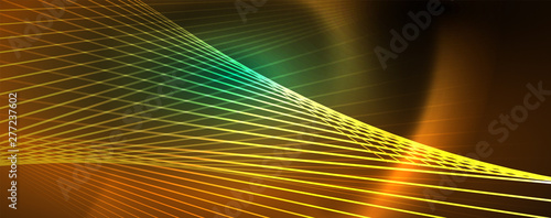 Vector neon light lines concept, abstract background